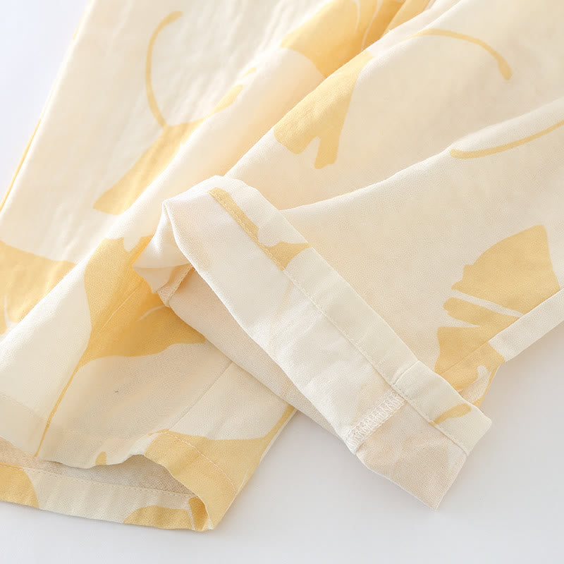 Ginkgo Blad Strik Katoenen Loungewear Set