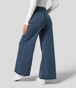 Vanio | Comfy Elastische Flared Broek met Hoge Taille