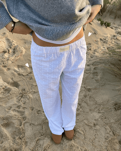Joggingsbroek Relaxte Pasvorm Elastische Taille Zacht Dames Wit