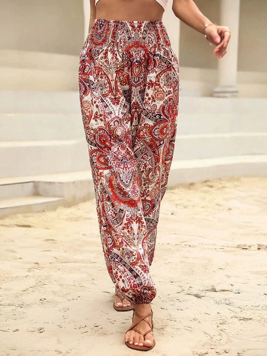 Harembroek Dames Boheemse Olifantenprint Losse Taille Boord Bohemen 2