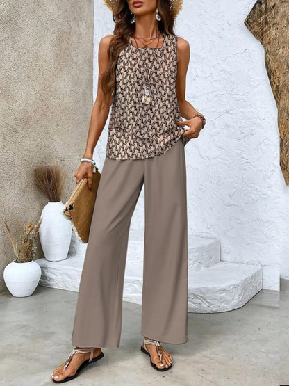 Averie | Serenity Twee-Delige Set voor Moeiteloze Elegantie Bruin