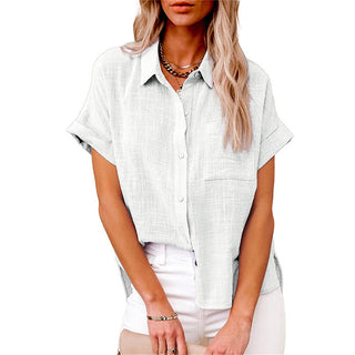 Luchtige Katoen-Linnen Blouse Dames Wit