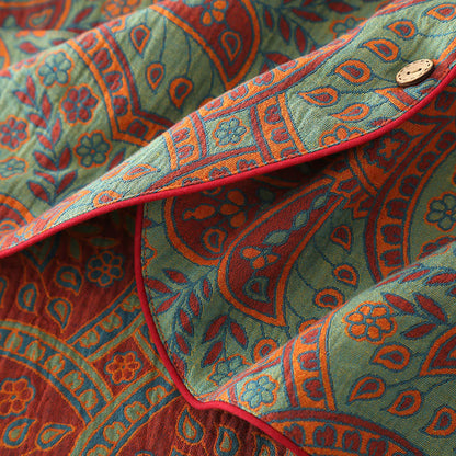 Vintage Jacquard Ronde Hals Loungewear Set