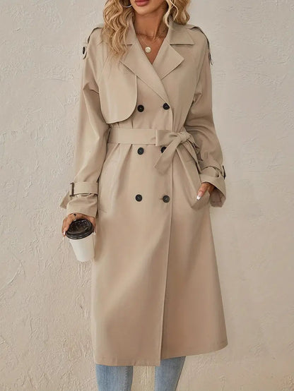 Premium Lange trenchcoat Dames Jas Met Knopen - Joelle Beige