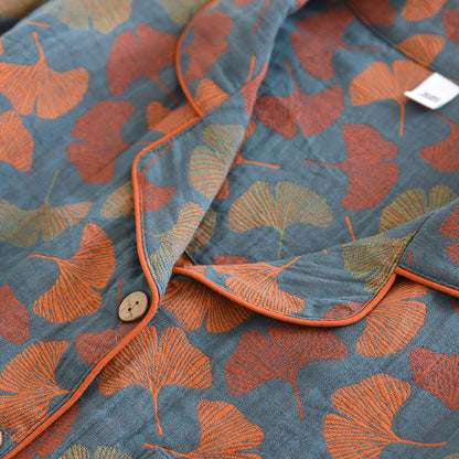 Ginkgo Leaf Knop Katoenen Loungewear Set