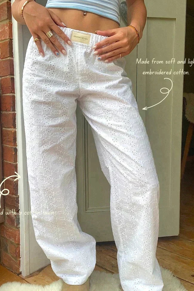 Gestreepte Comfortbroek | Katoen | Comfort & Stijl Wit
