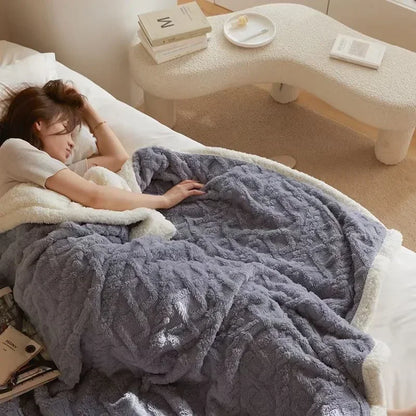 Dikke Winter Lamswollen Deken - WarmWool Blauw