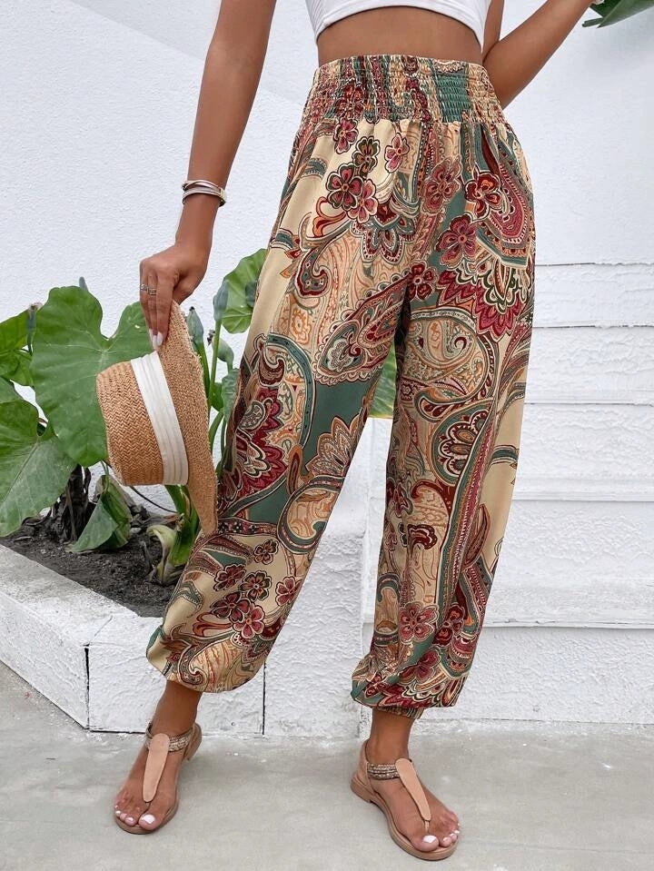Harembroek Dames Boheemse Olifantenprint Losse Taille Boord Bohemen 5