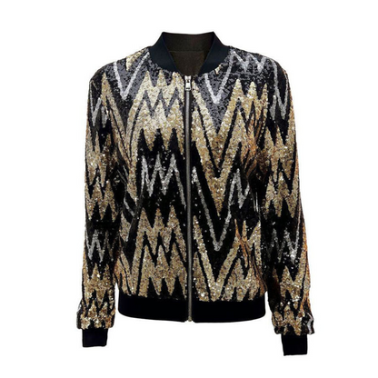 Dames Paillettenjack met Rits - Feestelijk en met lange mouwen