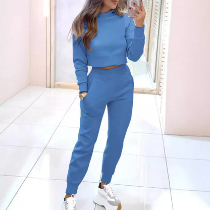 Comfortabel Dames Tweedelig Trainingspak met Cropped Sweater