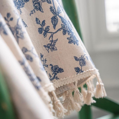 Semi-doorlatend Gordijn met Blauw Rozenpatroon van 100% Polyester voor Raamdecoratie in Woonkamer en Slaapkamer