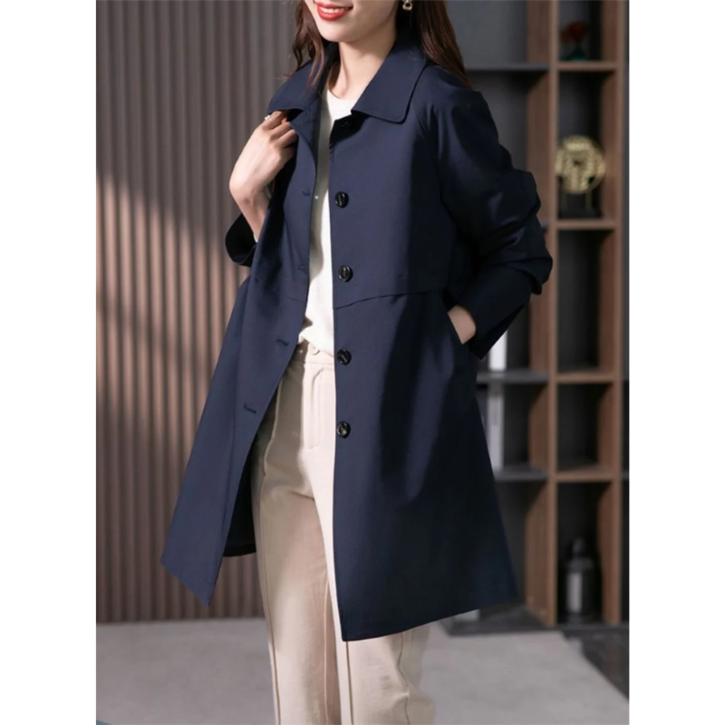 Dames Trenchcoat - Tailored Fit - Mid-Thigh Length