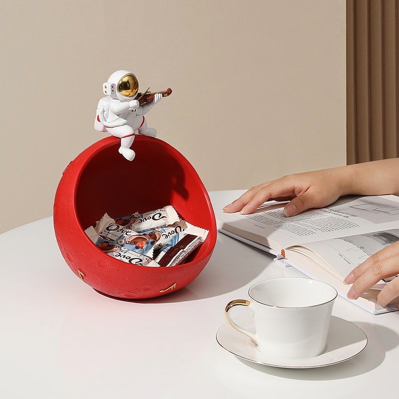 Astronaut Muziek Vliegtuig Opbergdoos van Hars – Uniek Decoratief Kunstobject voor Interieur en Cadeau