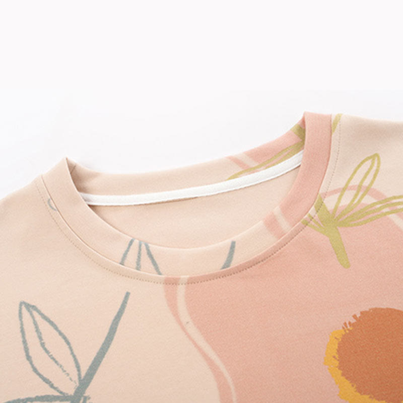 Bloembladprint Katoenen Loungewear Set