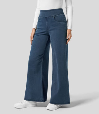 Vanio | Comfy Elastische Flared Broek met Hoge Taille