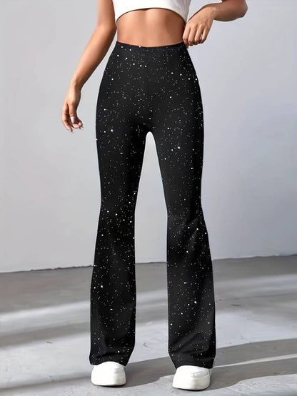 Flared Broek In Glitterstof - Maak Je Outfit Stralend! Zwart