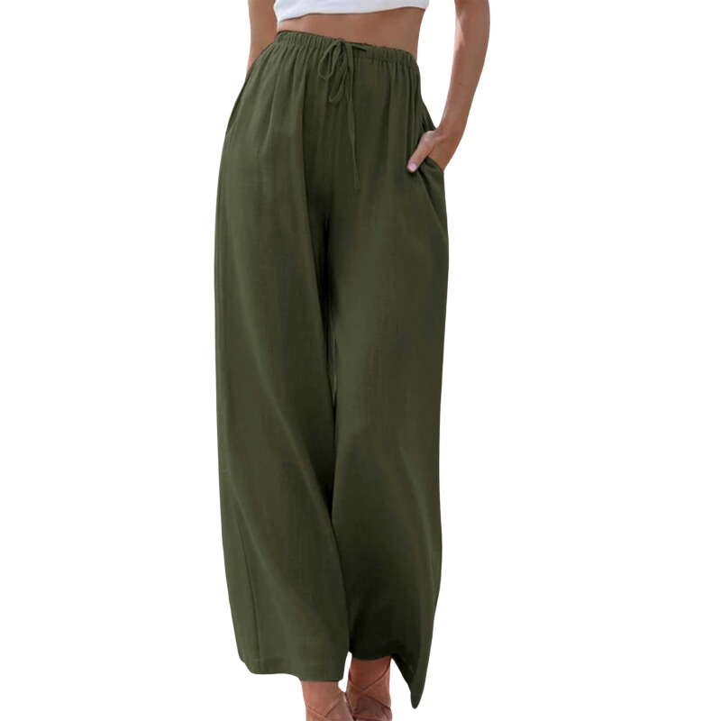 Adeline - Elegante Broek van Katoen en Linnen voor Zomer Groen