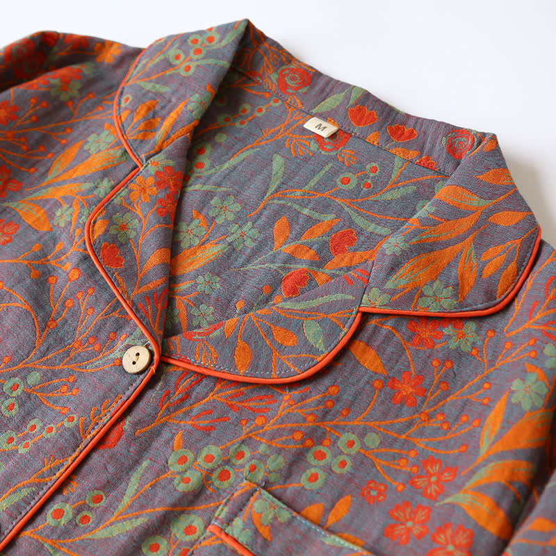 Vintage Leaf Katoenen Loungewear Set