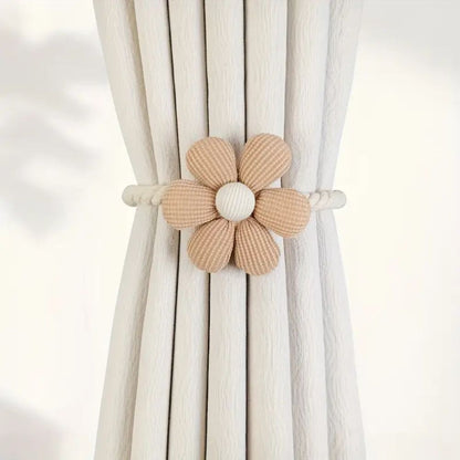 Elegante Magnetische Gordijn Knoop met Bloemenontwerp – 2-delige Set van Duurzaam Microvezelmix voor Eenvoudige Bevestiging