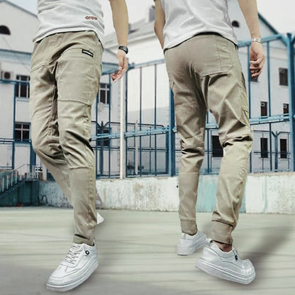 Drie Cargo Broeken Met Stretch Beige