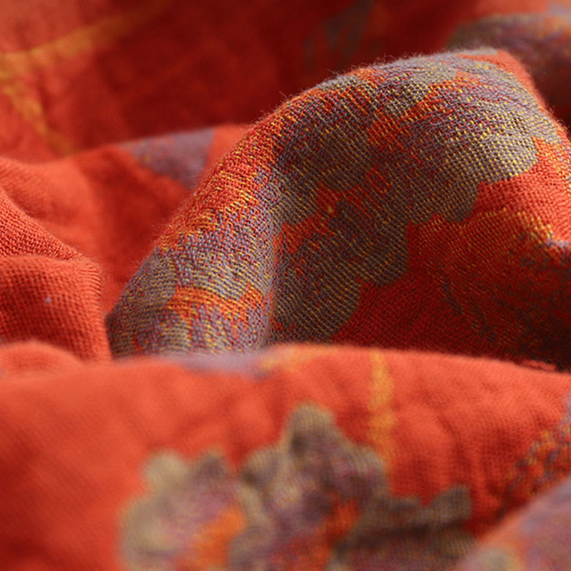 Bloemen Jacquard Katoenen V-Hals Badjas Pyjama