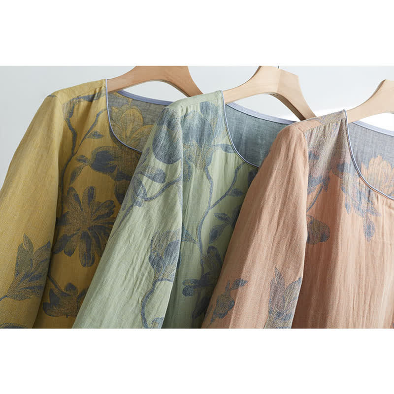 Bloemige Comfy Katoenen Ronde Hals Loungewear Set