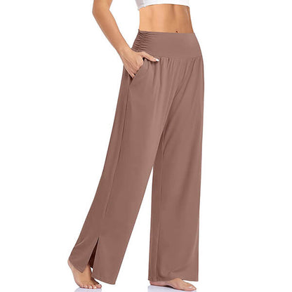 Comfortabele Yogabroek Voor Ontspanning En Stijl Lichte koffie