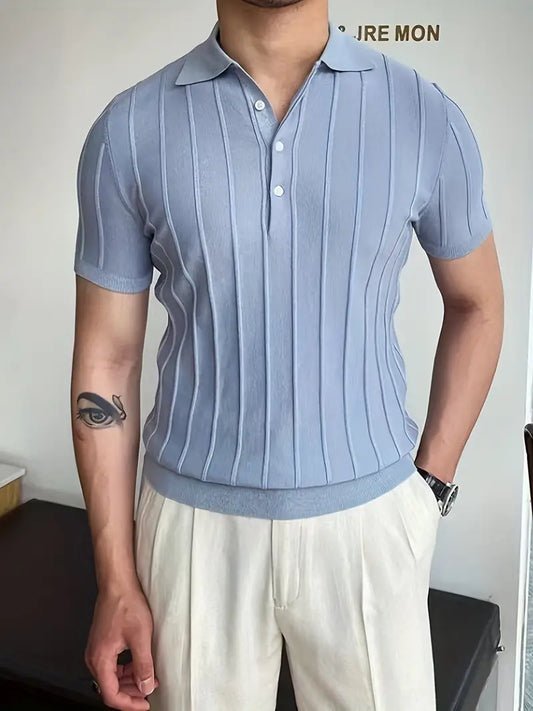 Heren Shirt Katoen Gestreept Casual Lichtblauw