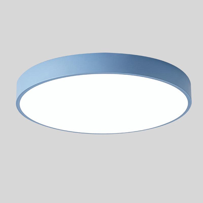 Scandinavische LED Plafondlamp in Cirkelvorm – Houten Plafonniere voor Slaapkamer en Studie, DIA 23 cm en 30 cm Blauw Effen