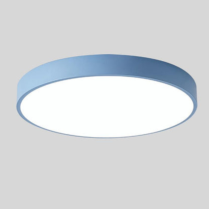 Scandinavische LED Plafondlamp in Cirkelvorm – Houten Plafonniere voor Slaapkamer en Studie, DIA 23 cm en 30 cm Blauw Effen