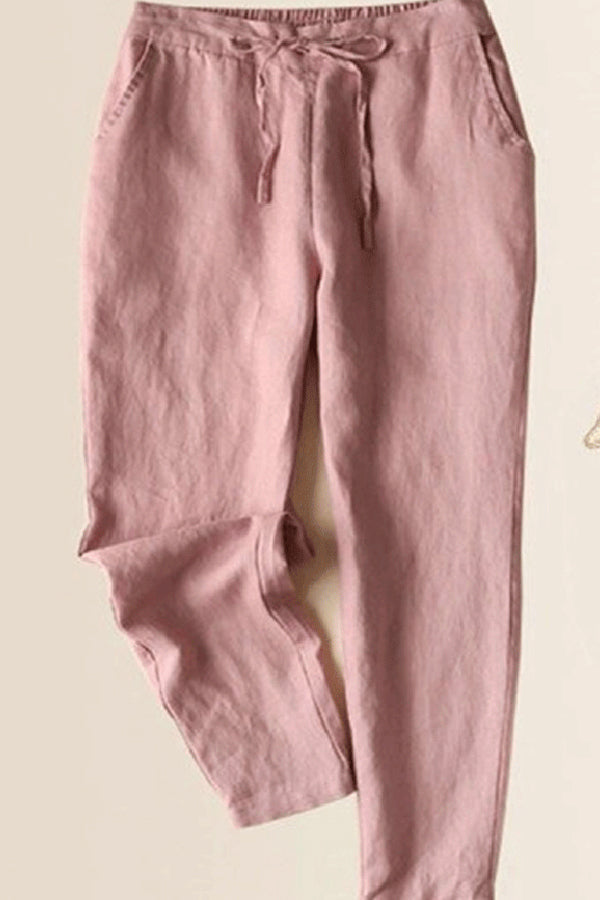 Losse Effen Kleur Alles Combineren Casual Broek Roze