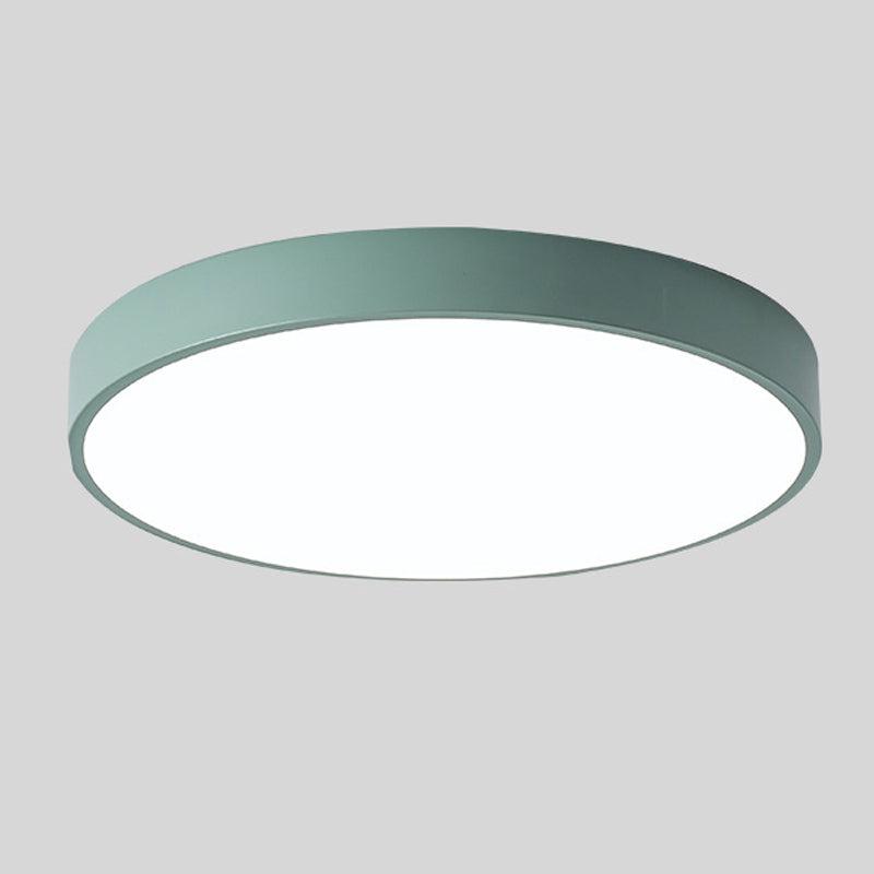 Scandinavische LED Plafondlamp in Cirkelvorm – Houten Plafonniere voor Slaapkamer en Studie, DIA 23 cm en 30 cm Groen Effen