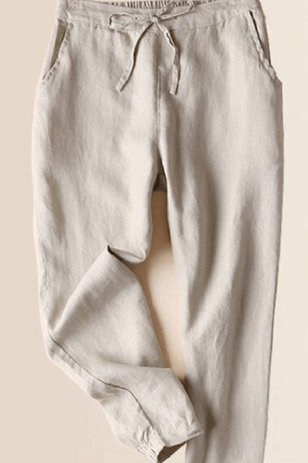 Losse Effen Kleur Alles Combineren Casual Broek Abrikoos