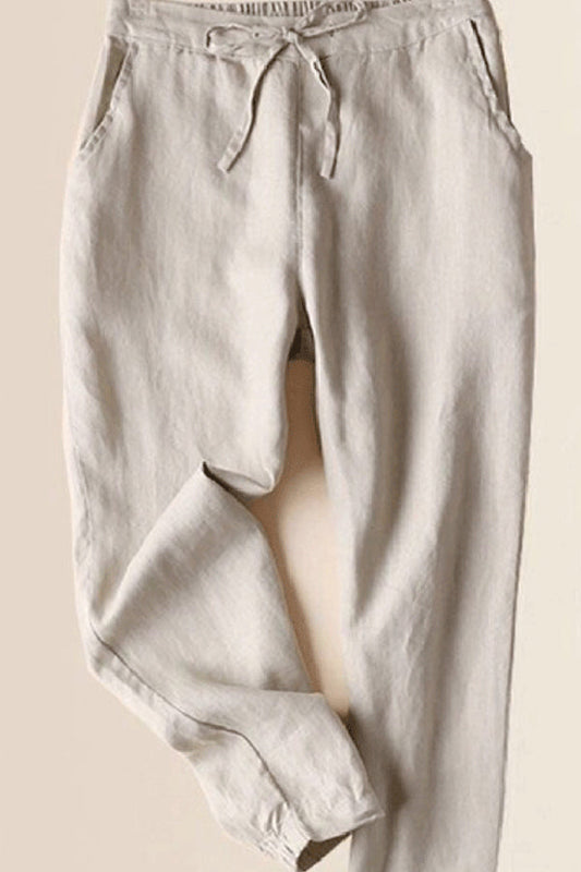 Losse Effen Kleur Alles Combineren Casual Broek Abrikoos