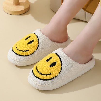 Pantoffels Unisex Glimlachpatroon Warm Zacht Smiley Sloffen Wit