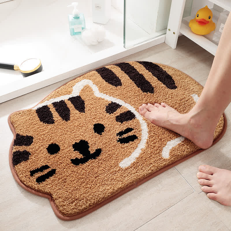 Absorberende Antislip Badmat Met Kattenprints Badkamer Koffie 45 cm x 65 cm