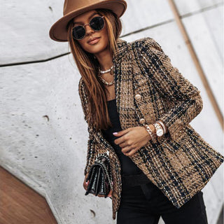 Adōre | Damesblazer met knoopsluiting | Casual roodbruin