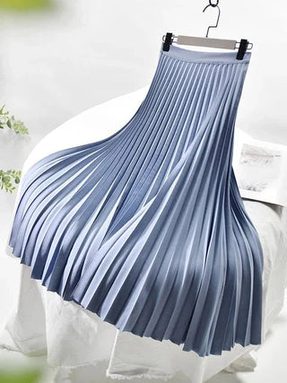Adōre | Geplooide maxi-rok voor dames – A-lijn & hoge taille blauw