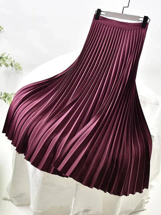 Adōre | Geplooide maxi-rok voor dames – A-lijn & hoge taille rood