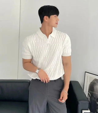 Heren Poloshirt Katoen Gebreid Met Korte Mouwen - Casual Polo Shirt Heren