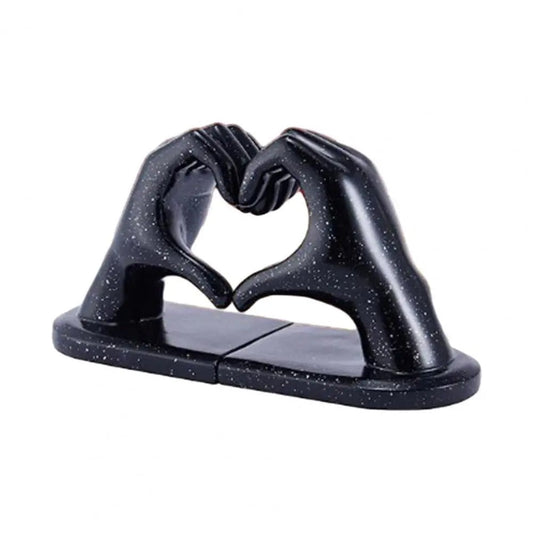 Liefdesgebaar Boekensteun Elegante Harssculptuur Hart Hand Zwart