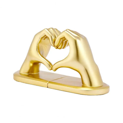 Liefdesgebaar Boekensteun Elegante Harssculptuur Hart Hand Goud