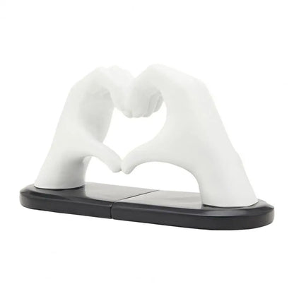 Liefdesgebaar Boekensteun Elegante Harssculptuur Hart Hand Wit