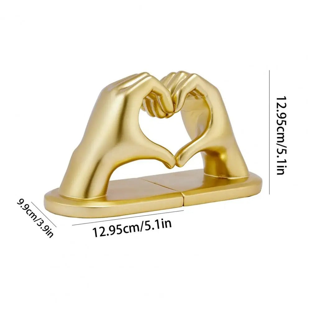 Liefdesgebaar Boekensteun Elegante Harssculptuur Hart Hand