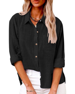 Isana | Damesoverhemd – Elegante Alledaagse Stijl, Losse Pasvorm & Maximaal Comfort Zwart