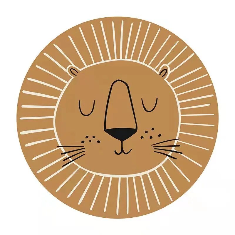 Rond Vloerkleed Leeuw voor Kinderen – Zacht Polyester Tapijt in 80cm, 100cm, 120cm – Perfect voor Speelplezier