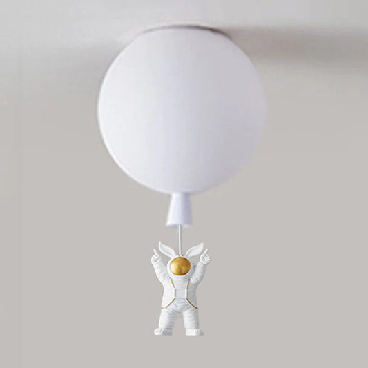 Astronaut Ballon Plafondlamp Warm Licht Voor Kinderkamer Konijnenoren