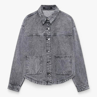 Aurelius dames denimjack – klassiek cowboyjack & blauw denim Grijs