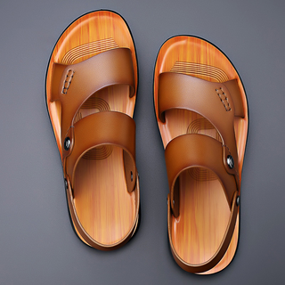Avenwood | Leren sandalen – Chique ambachtelijk vakmanschap en een verfijnd, slankmakend silhouet Khaki