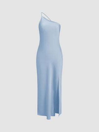 Dames Gala Jurk Satijn Backless Blauw